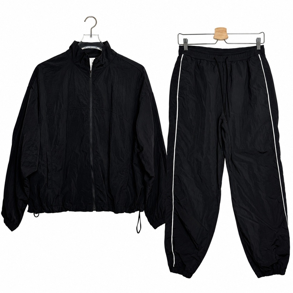 Lululemon Tracksuit Set Womens Small Black Full Zip Jacket & Jogger Pants Piping